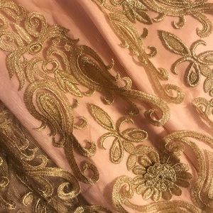 Pink & Gold Embroidered Bridesmaid Dress